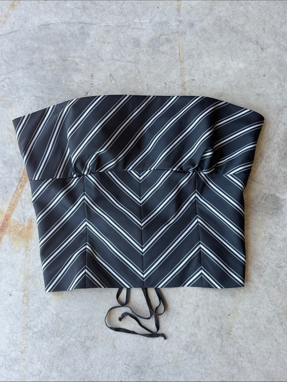 Vintage Armani Exchange AX Strapless Corset Top Y2K Office Siren Pinstripe